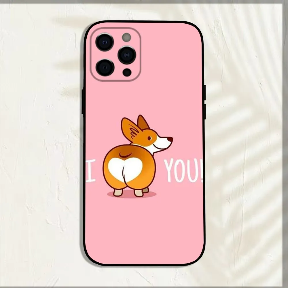 Corgi Pet Cute Dog Cartoon Phone Case For iPhone 15,14,13,12,11,Pro,X,XS,Max,XR,Plus,Mini Soft Black Cover