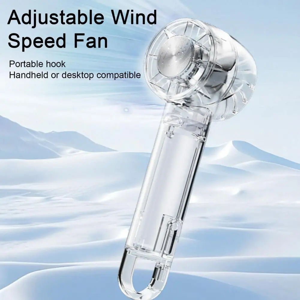 Ventilador de mão transparente portátil usb recarregável ventilador portátil com 3 velocidades para o verão design transparente mini pessoal para viagens