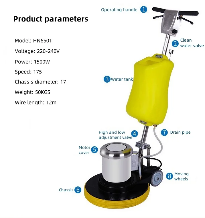 Lucidatrice per pavimenti con spazzole da 202517 pollici e macchina per la pulizia dei pavimenti in marmo per lucidatura a tampone nel prezzo di fabbrica