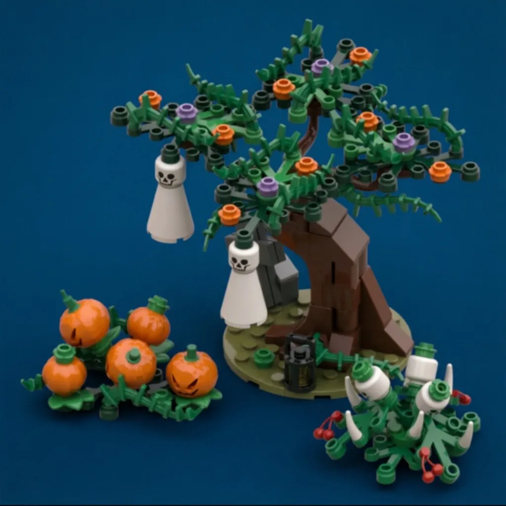 

2026 New Halloween Tree Building Blocks Set - Pumpkin Ghost Skull Decor, DIY MOC Bricks Toy for Kids Friends Gifts
