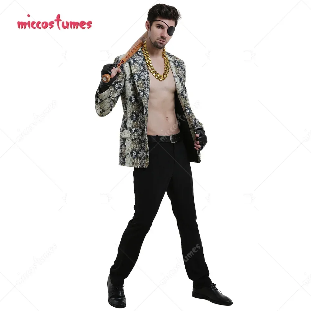 Miccostumes 남성용 세트 재킷 코스프레 코스튬, Goro Majima 뱀피 세트 재킷