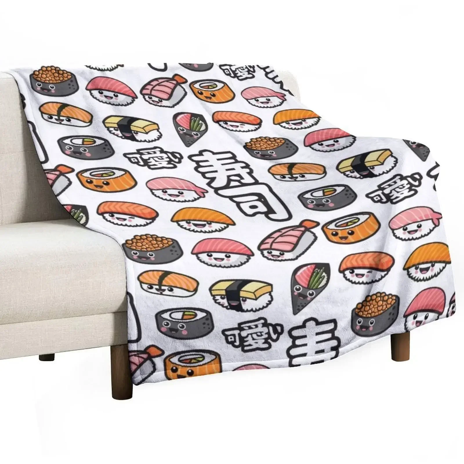 

Sushi kawaii Throw Blanket Decorative Sofa For Sofa Thin Blankets