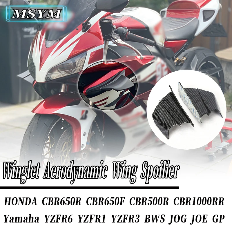 

For HONDA CBR650R CBR650F CBR500R CBR1000RR Yamaha YZFR6 YZFR1 YZFR3 BWS JOG JOE GP Motorcycle Winglet Aerodynamic Wing Spoiler