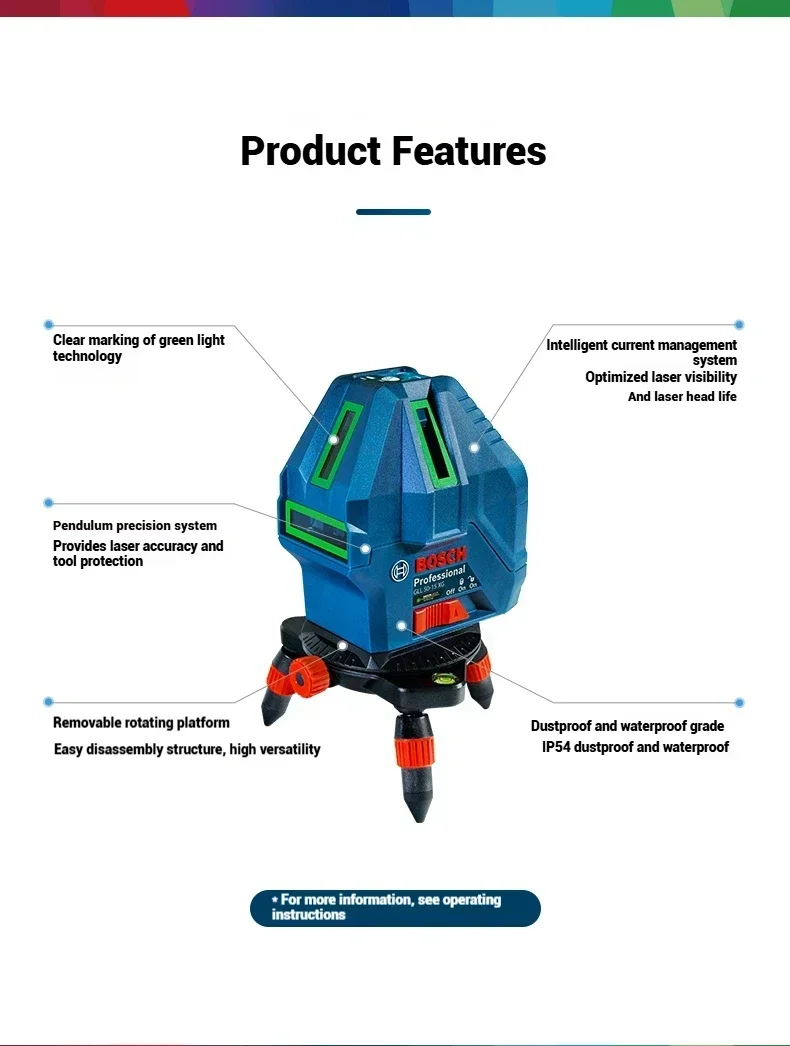 Stable Bosch GLL 50-15 XG Cross Line Laser Level Adjustable Tripod Base for Field Masonry Work and Renovation Alignment Tasks