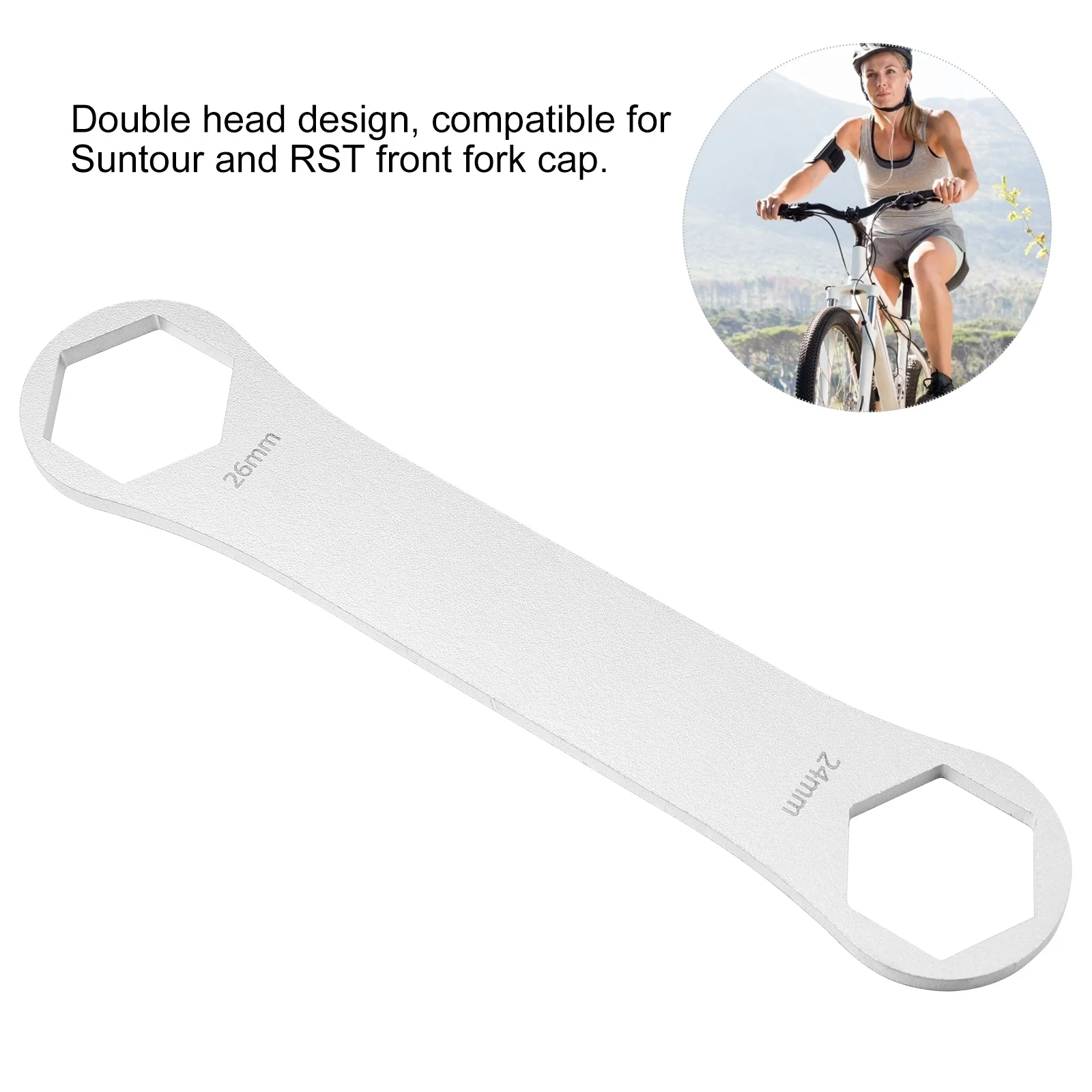 Durable Anodized Front Fork Spanner 24 26mm Double Head Tool for Bike Mechanics and DIY Enthusiasts Front Fork Spanner