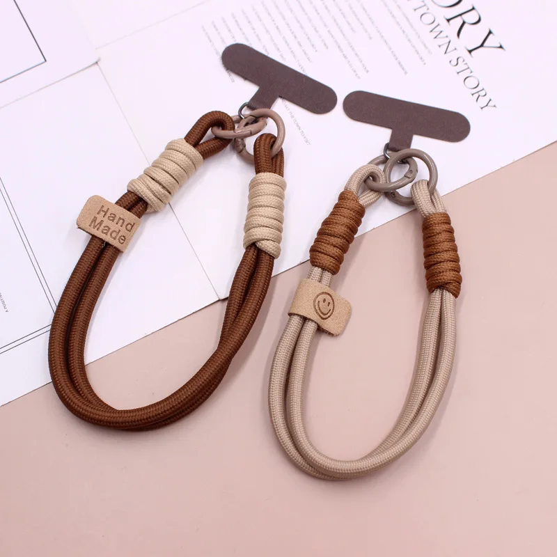 

Чехол для мобильного телефона ручной работы в британском стиле, ремешок, короткий брелок для сумки, слинг Maillard, контрастная веревка на запястье