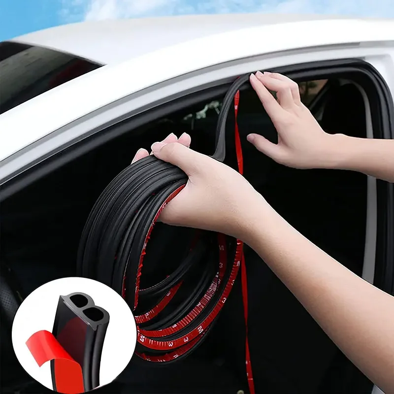 

5 Meters Car Door Seal Strips Sticker B Shape Weatherstrip Rubber Seals Sound Insulation Trunk Hood Sealing Interior Accessories