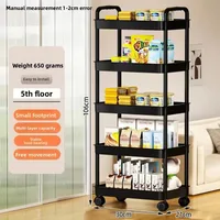 5-Tier Rolling Storage Cart 360° Swivel Wheels, Plastic Movable Trolley Organizer for Kitchen Bathroom Bedroom Home Storage Rack 6