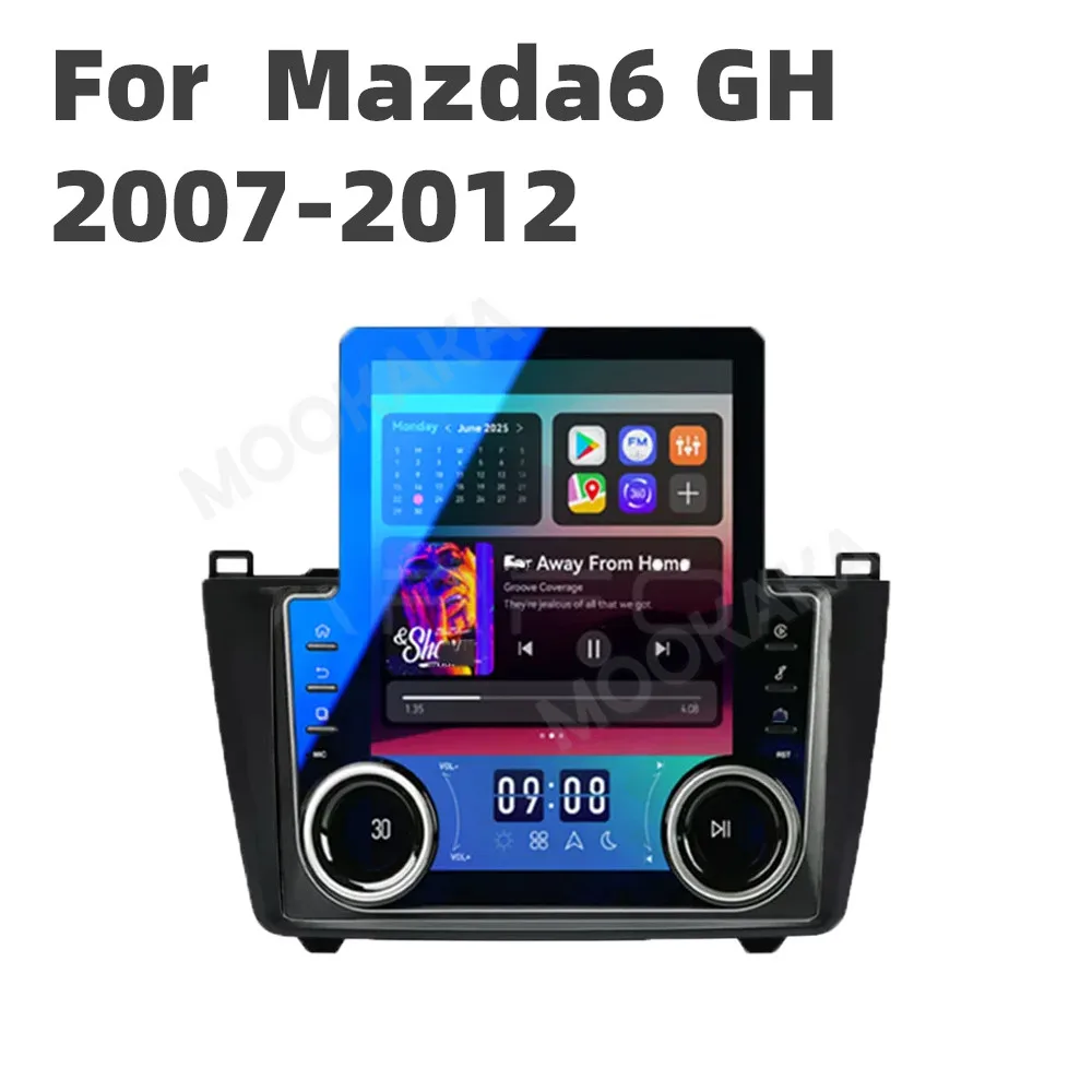 9.7'' Car Radio Andriod 13 For Mazda 6 GH 2007-2012 Carplay Auto Tesla Style Vertical Multimedia Player GPS Stereo Head Unit BT