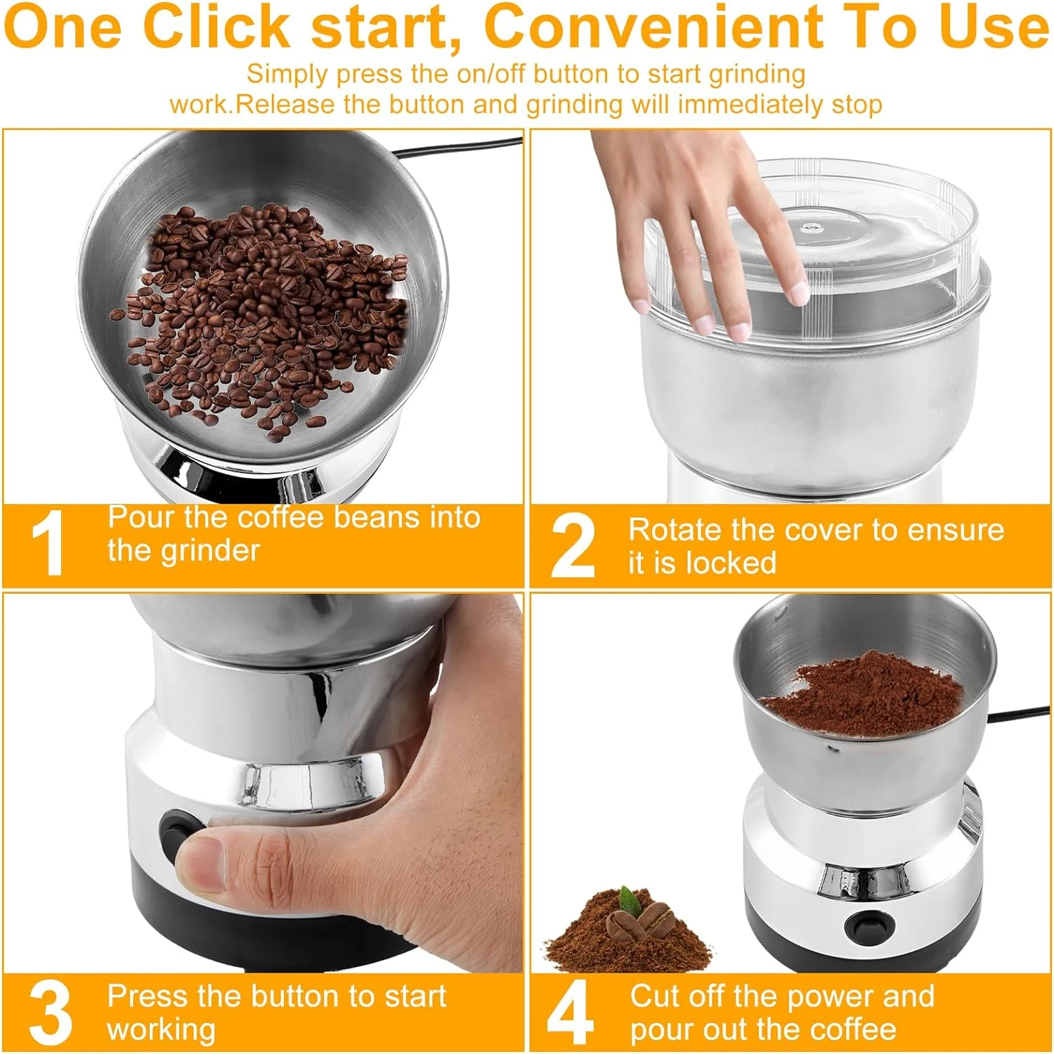 Electric Coffee Grinders Mill Food Grinder Machine Coffee Beans Grains Herbs Seasonings Spices Grinding Machine Kitchen Tool