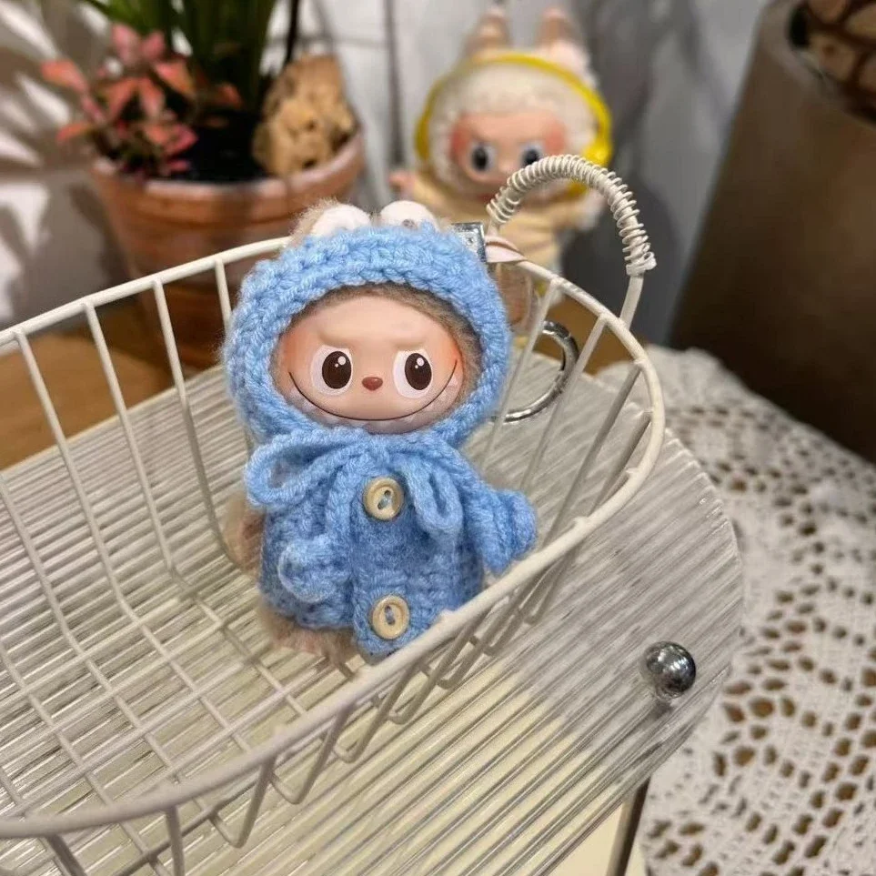 Christmas Clothes For Labubu V4 Accessories Knitted with Hat Set For labubu 4.0 The Monsters Pin for Love Series Doll Outfit