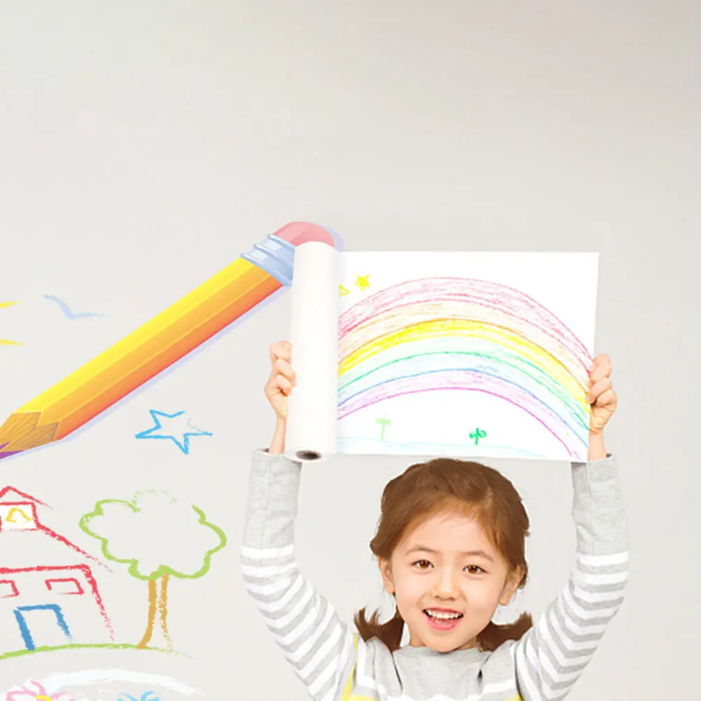 1セット-ペーパーロール-イーゼル-画用紙-絵画-グラフィティ-スケッチ-収納ラック-簡単組み立て-磨き上げ木製