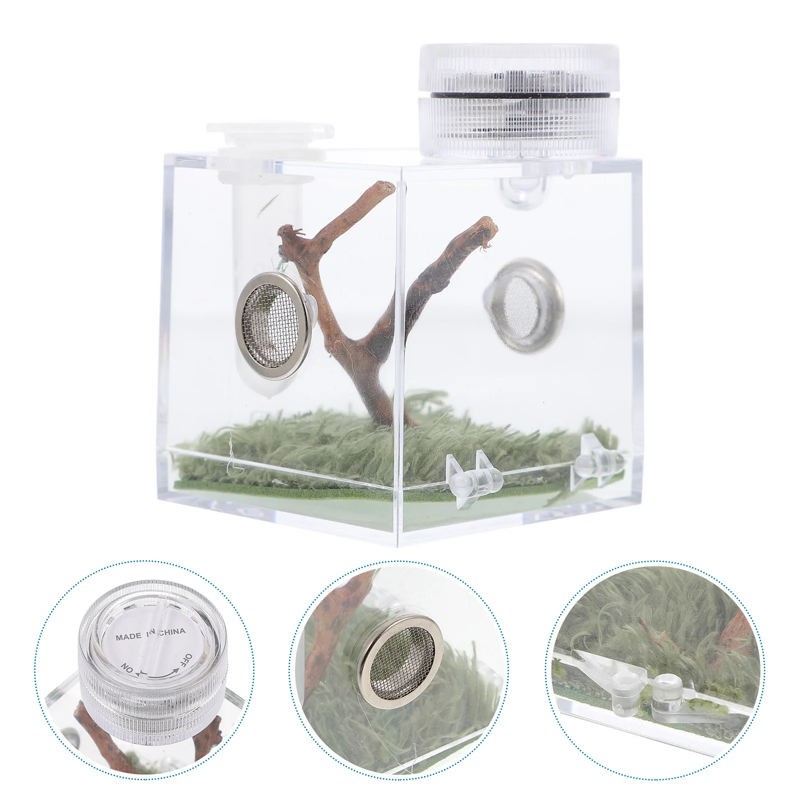 

Spider Habitat Box High Transparent Jumping Spider Cage Size M Easy Feeding Observation Breeding Case Small Pets Escape