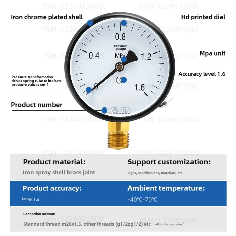 Pressure gauge Air pressure Vacuum water pressure