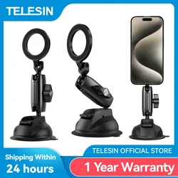 TELESIN Magnetic Car Phone Holder Suction Cup 360° Adjustable Car Mount Stand For Mobile Phone Iphone HUAWEI SAMSUNG XIAOMI