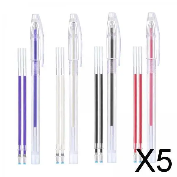 5X Fabric Marker Pen, 1 Set Heat Erasable Fabric Marking Pens 4Color 3Pcs