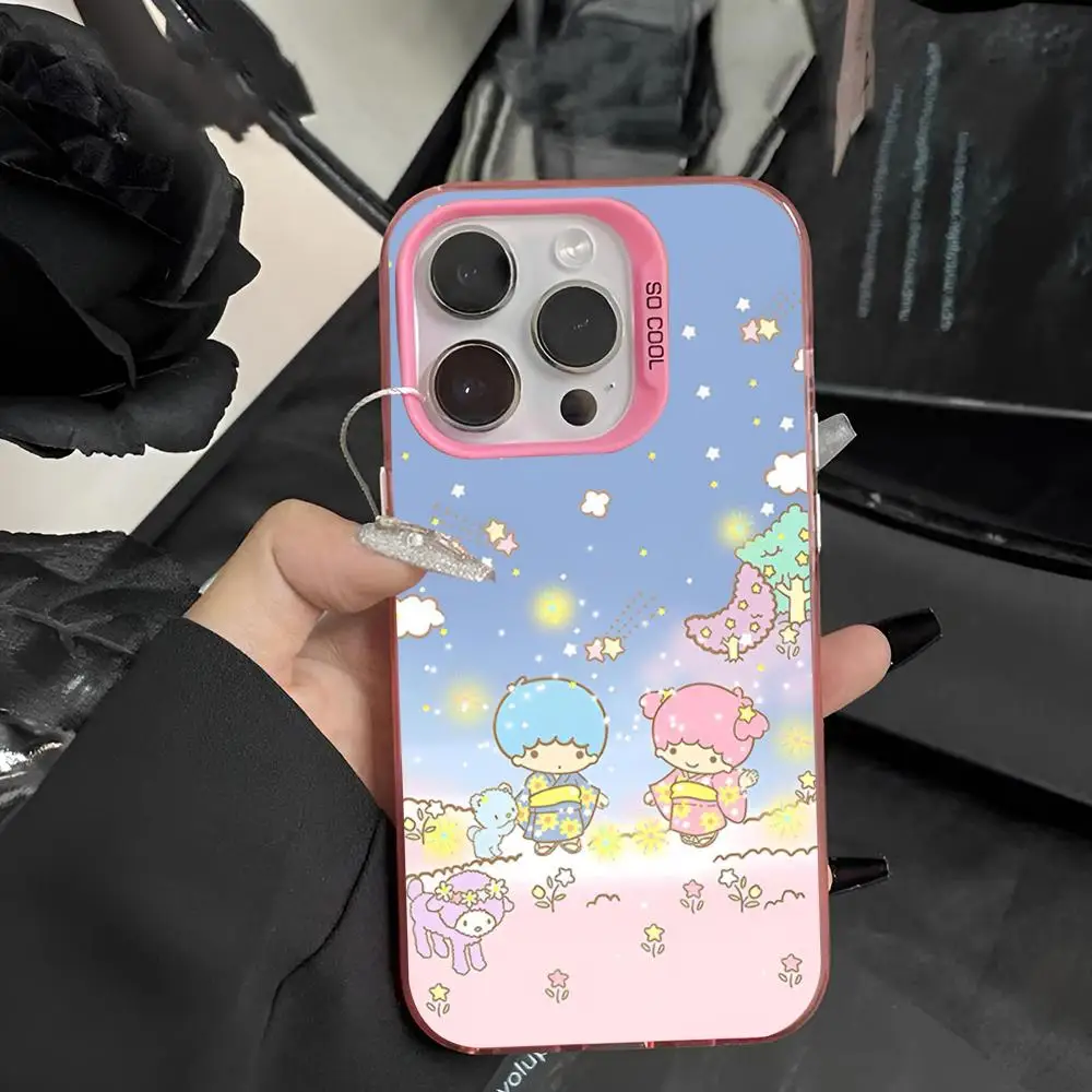 Sanrio Little Twin Stars Phone Case 2024 IMD Case For IPhone 16 15 Pro XR XS 7 8 Plus SE2024 Shockproof Color Phone Funda Cover
