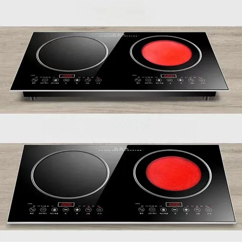 110V/220V nuevo diseño gran oferta estufa de inducción multifunción de doble quemador de alta potencia 2 vitrocerámica estufa de Cocina eléctrica gran oferta