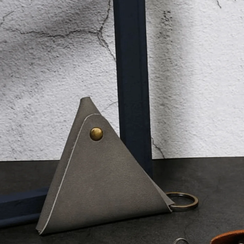 

Fashion Korean Style PU Leather Coin Purse Wallet Solid Color Triangle Coin Purse Key Pouch Card Bag Card Storage Bag Men