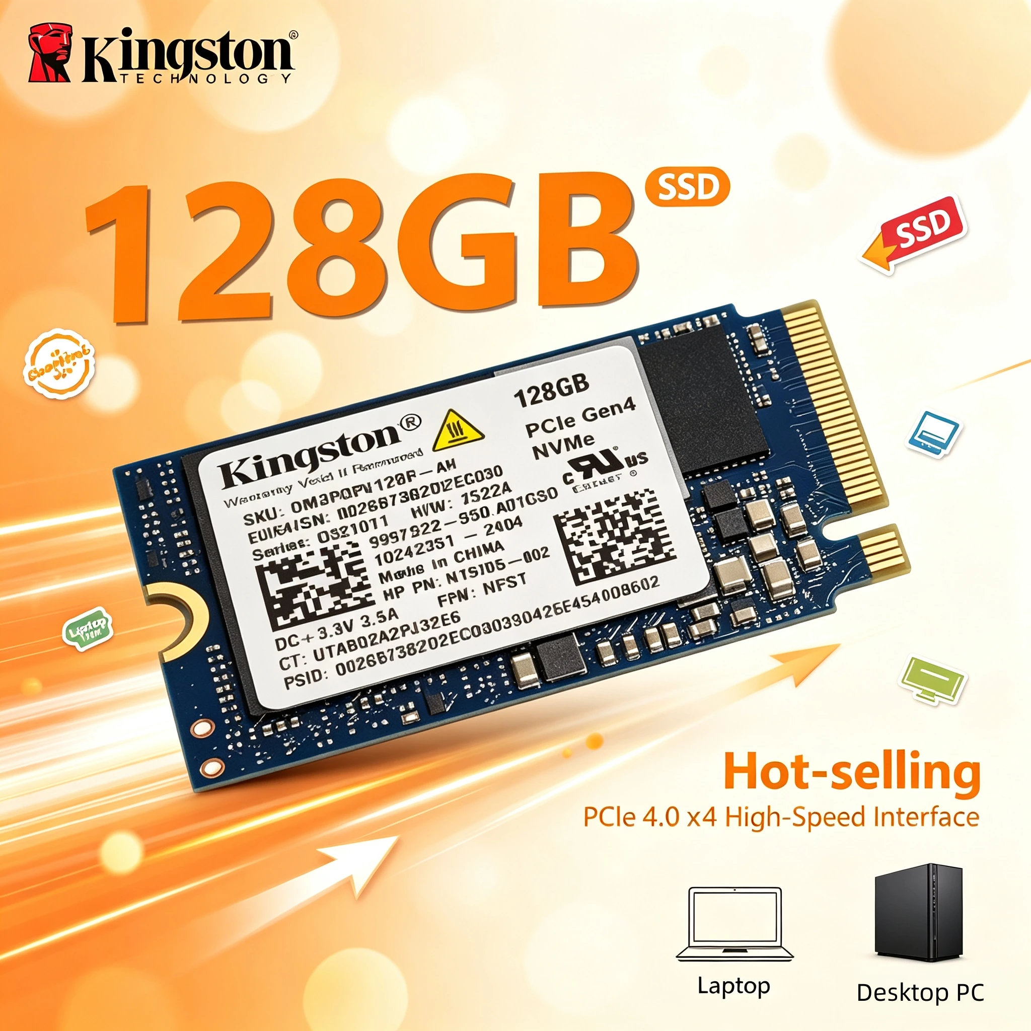 kingston-新品純正oem-128gb-m2-2230-nvme-pcie-40内蔵ssd-ソリッドステートドライブ-高速-ノートパソコン-pc-steam-deck-pro-アップグレード用