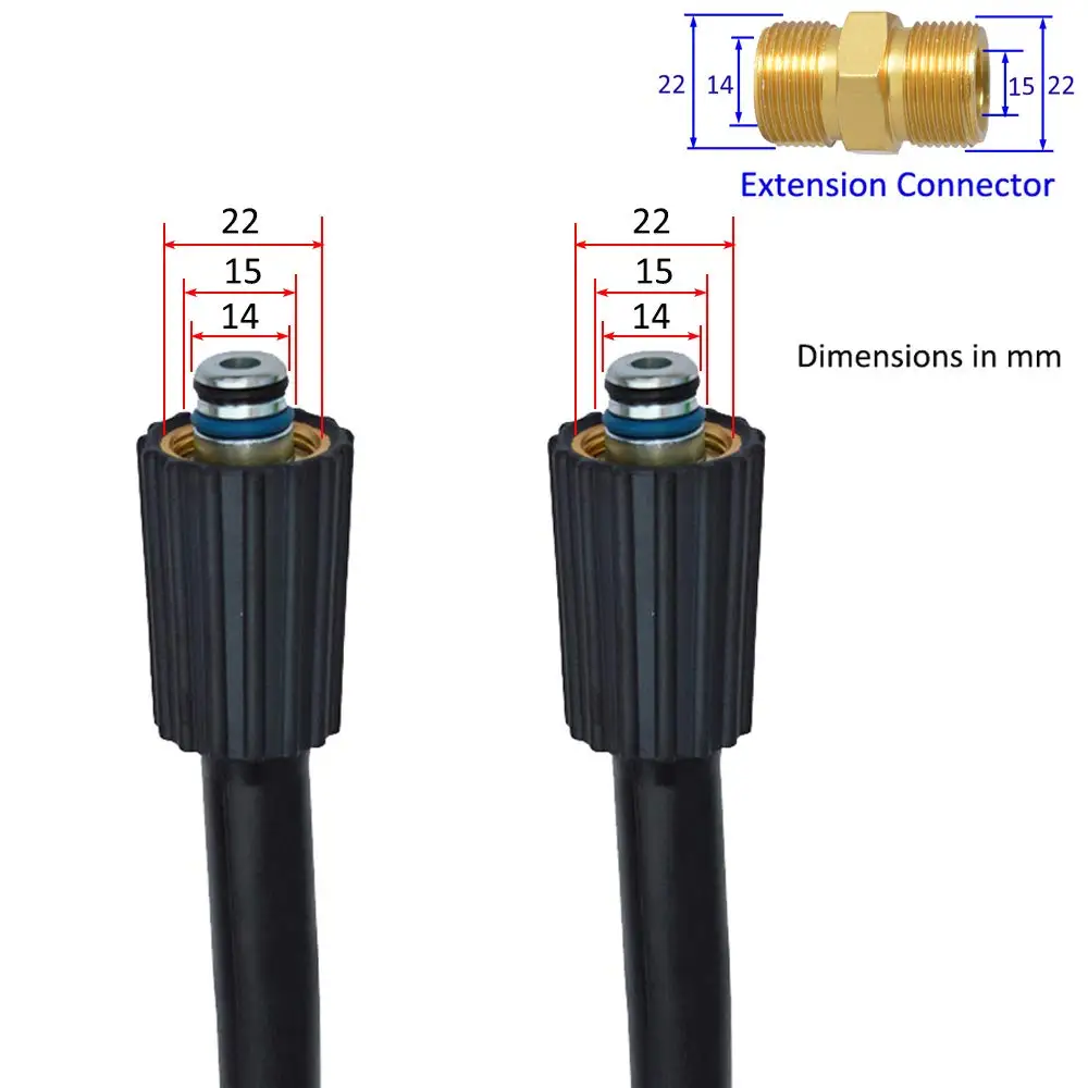 High Pressure Washer Hose Cord Pipe CarWash Hose Water Cleaning Extension Hose M22-Pin 14/15 for Karcher Elitech Interskol Huter