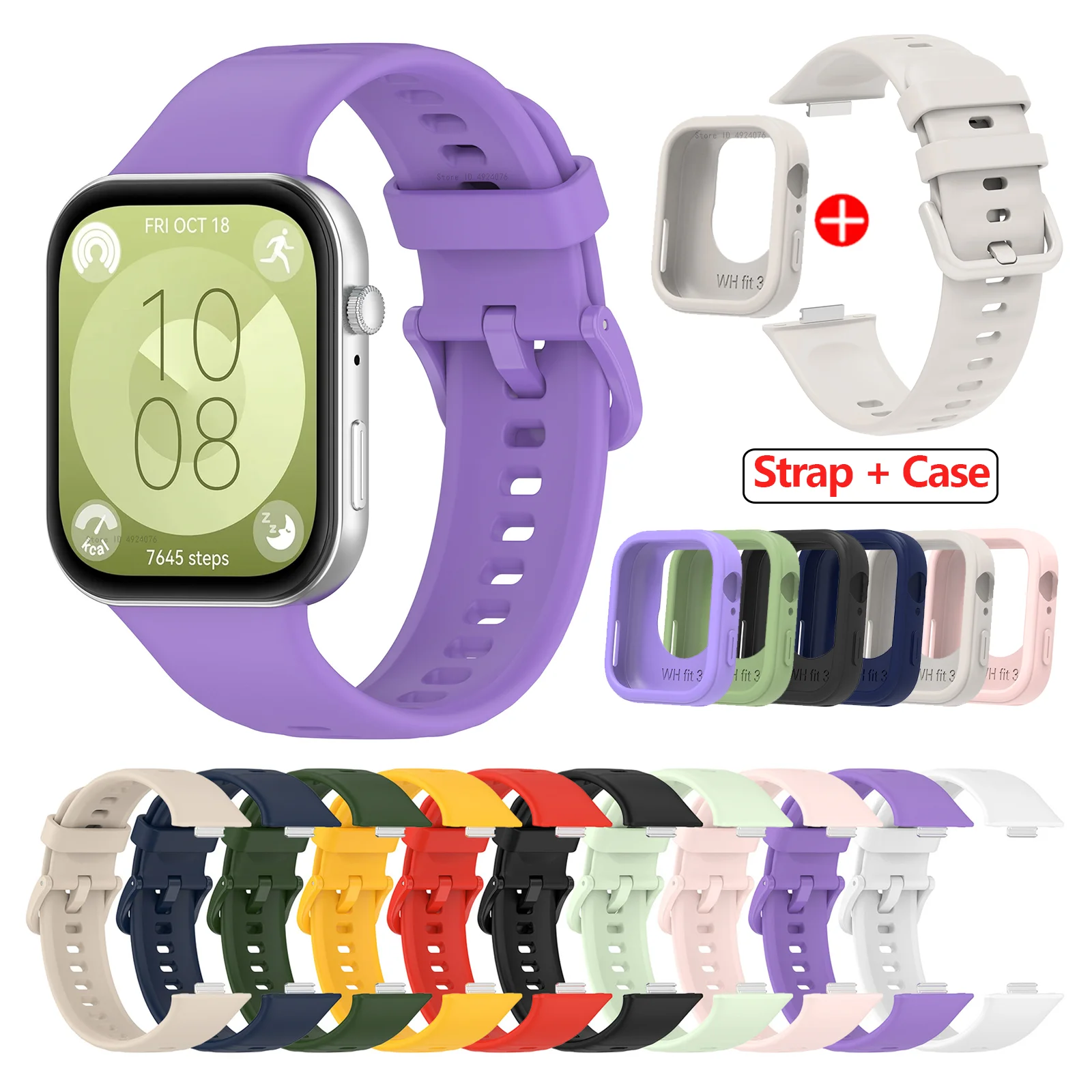 Pulseira de silicone para huawei watch fit 3, pulseira protetora de tela para huawei fit 3, acessórios de substituição para relógio