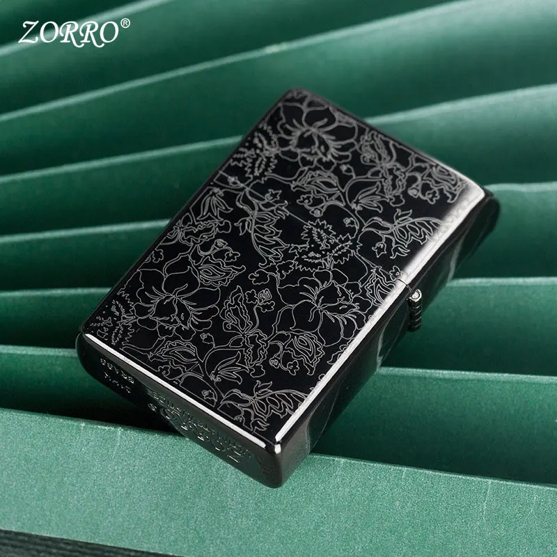 ZORRO Black Ice Satan War Song KerosIne Lighter Retro Engraving Pattern Windproof Metal Smoke Lighting Tool Holiday Men's Gift - Image 3