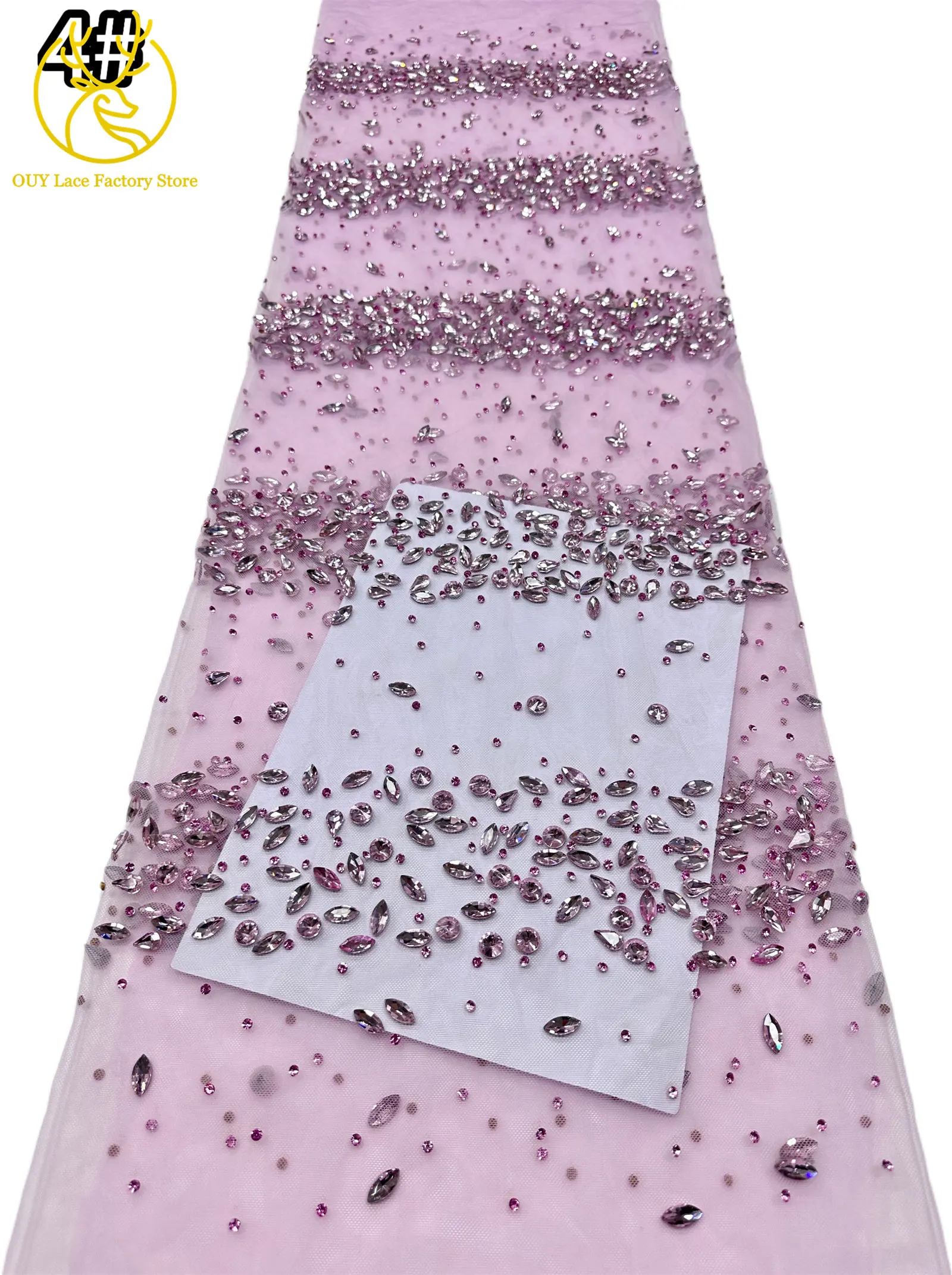 Goldener Luxus-Tüll-Spitzenstoff aus Dubai, hochwertiger nigerianischer afrikanischer Diamant-Tüll-Spitzenstoff für Hochzeitskleidung. – Detail 14