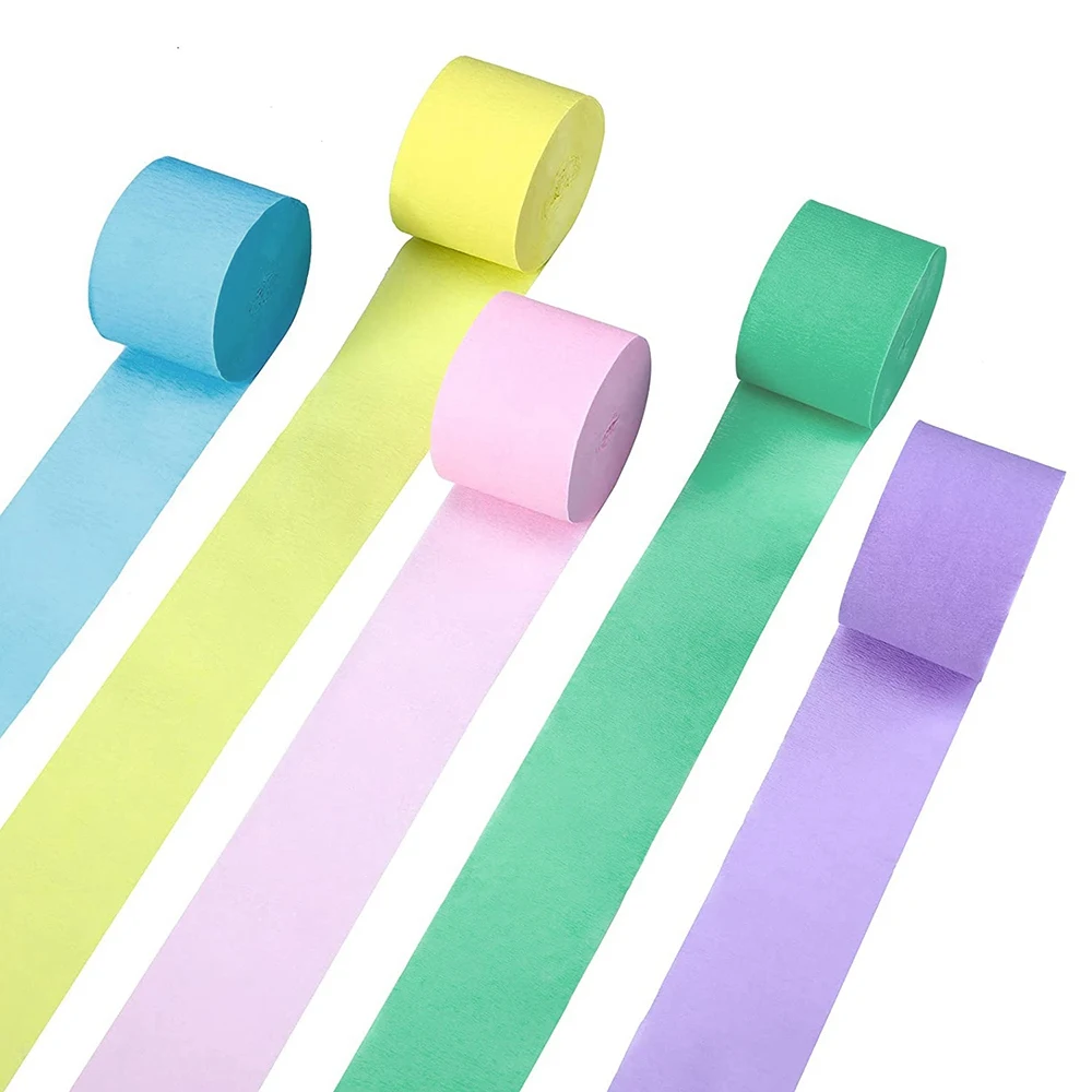 A14M 10 rotoli di carta crêpe arcobaleno pastello stelle filanti carta decorativa per feste di compleanno per forniture per ornamenti per festival di nozze