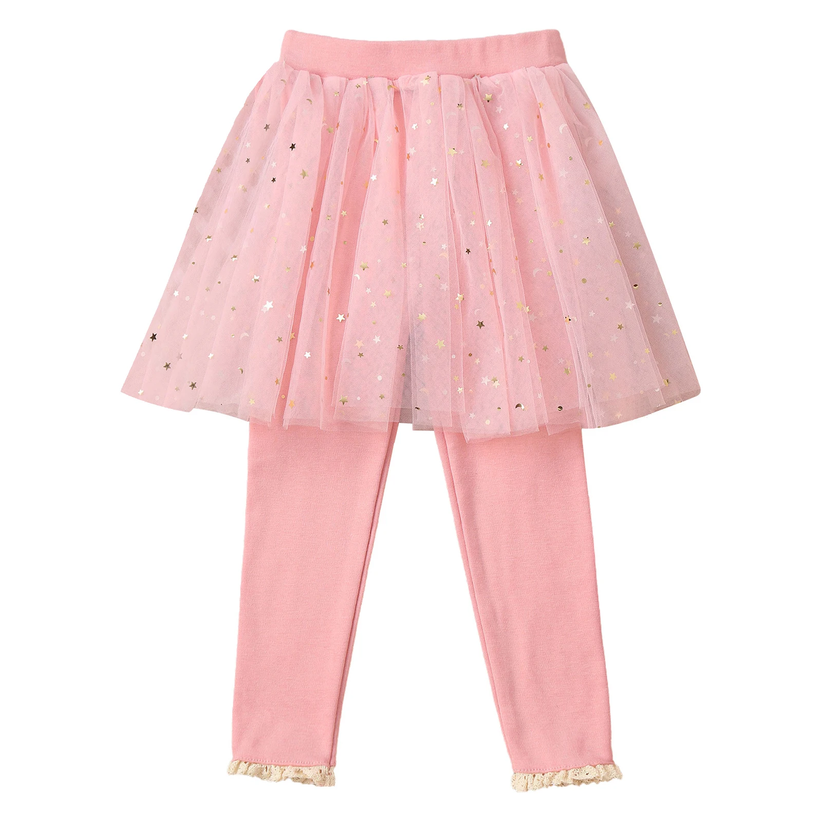 Children Toddler Girls Tutu Skirt Legging High Waist Shiny Sequins Lace Tulle Skirted Pants Birthday Party Ballet Dance Costume