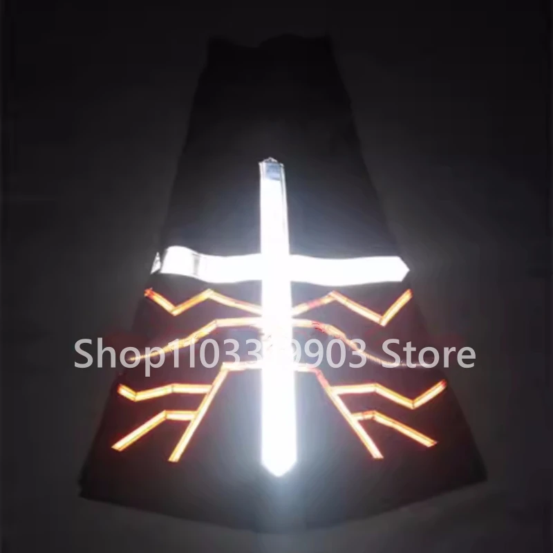 

Shuffle Pants Cross Pattern Reflective Strip Night Vision Ghost Dancing Pants Luminous Bell-bottoms Death Flared Trousers Hot