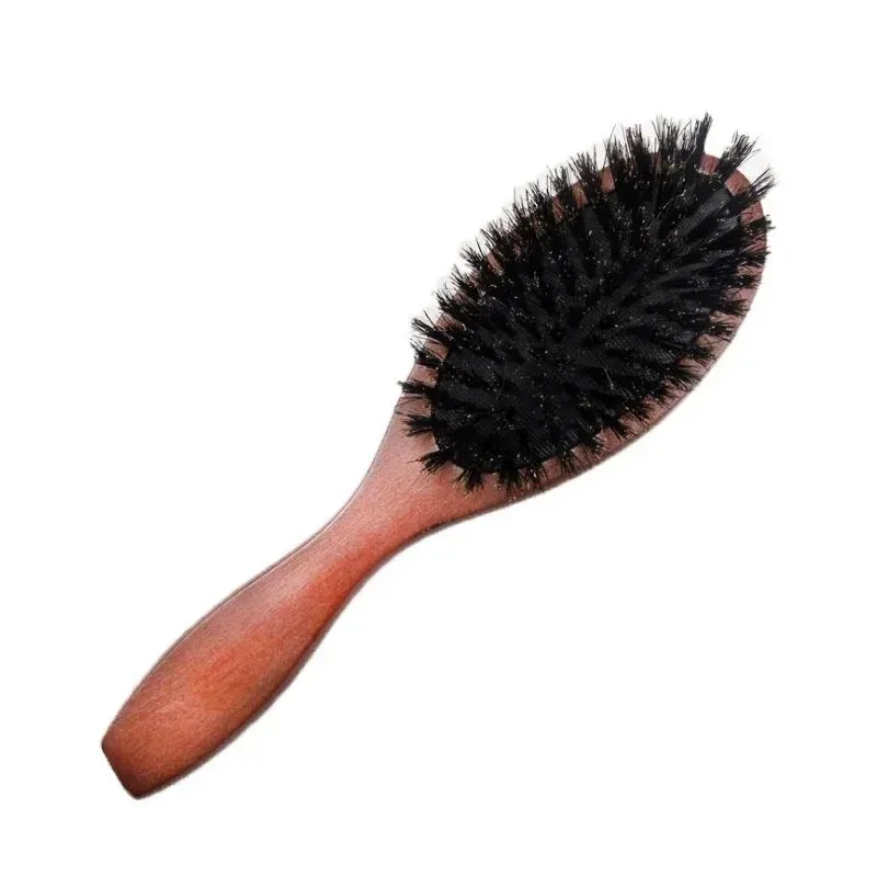 New Arrival Hair Brush Wood Handle Boar Bristle Beard Comb Styling Detangling Straighten Brown Lotus Boar Bristles Massage Comb