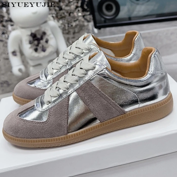 

2023 Real Leather German Training Shoes Woman White Shoes Men Sneakers Women Casual Lovers Sport loafers Shoes Plus Size 35-46