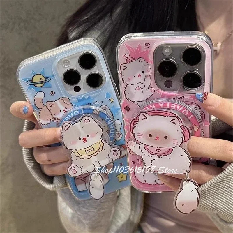 Support for IPhone 16 for Pad Magsafe Smart TokKorea Cute Cartoon Cat Magnetic Holder Grip Tok Griptok Phone Stand Phone Holder - view 2