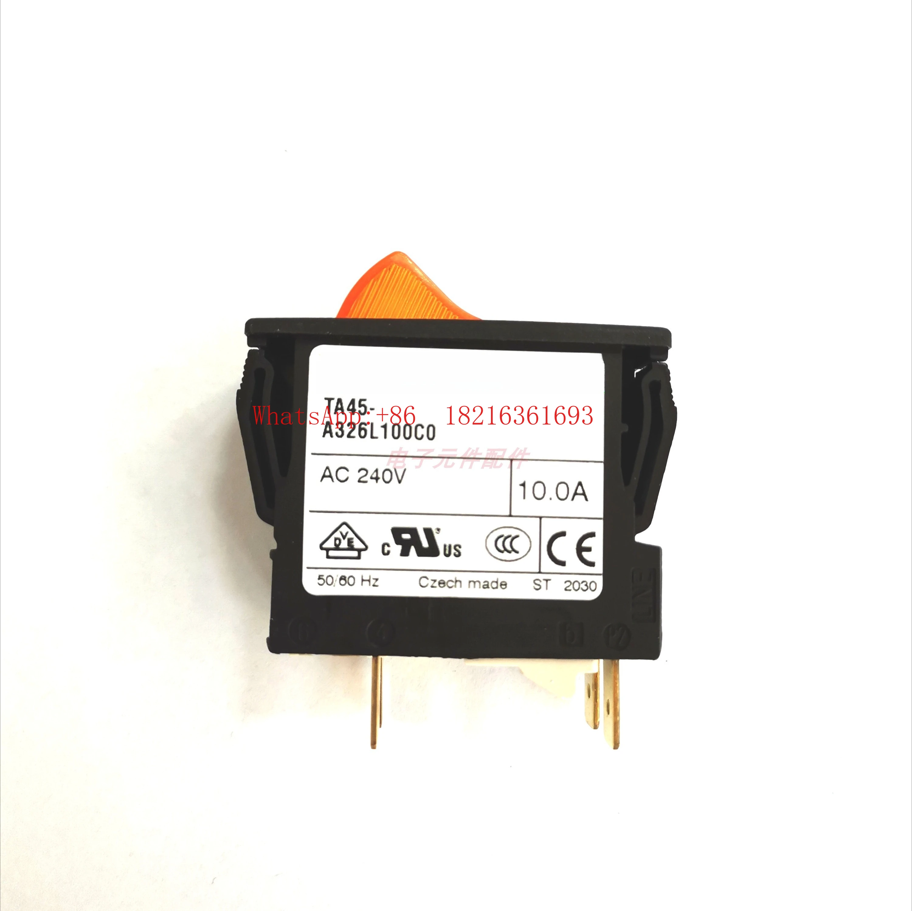 Orange Button Switch Circuit Breaker TA45-A226L100C0, 10A/240V