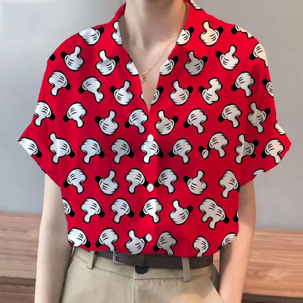 2024 Summer Women's New Disney Brand Stitch And Mickey Anime Harajuku Short Sleeve Shirt Fashion Casual Women's Kawaii Tops