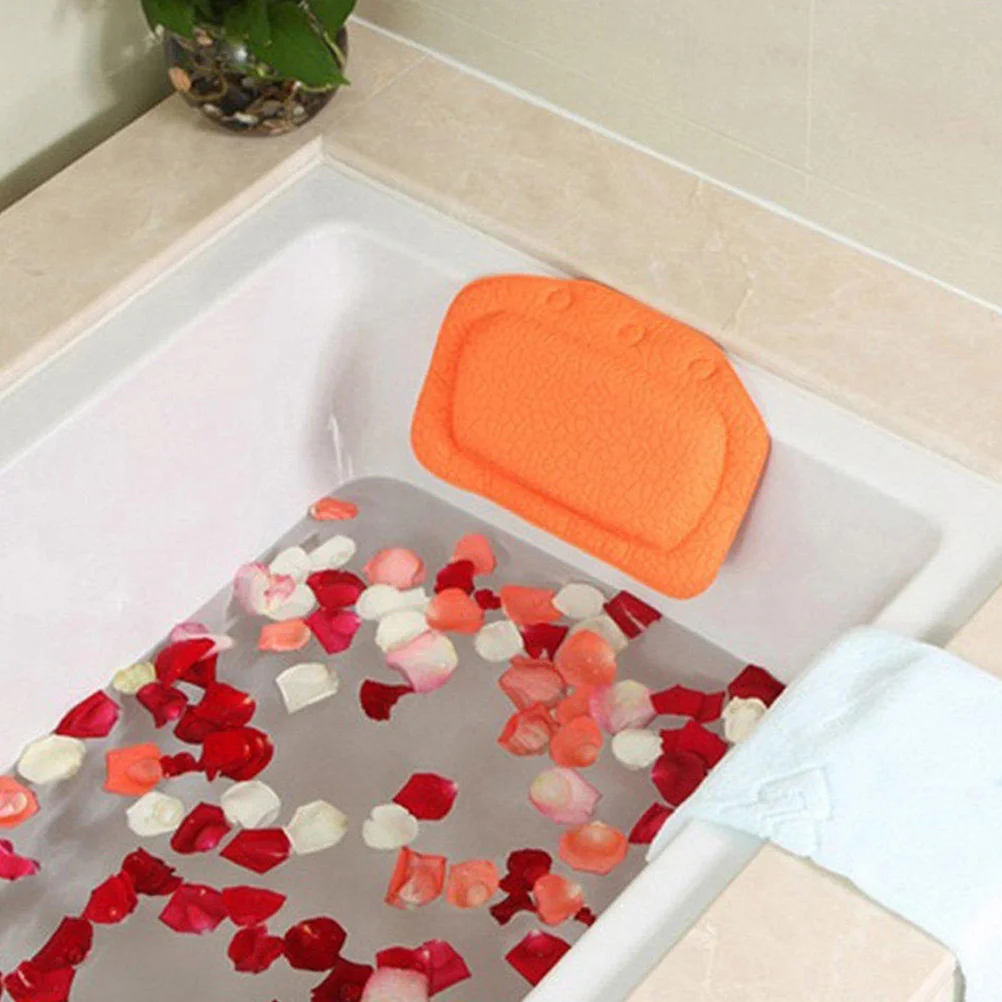 

For Tub Spa Headrest Orange Waterproof Non-Slip Spa Headrest Bathtub Bath Pillow For Tub Cushion Soft Supportive Pvc