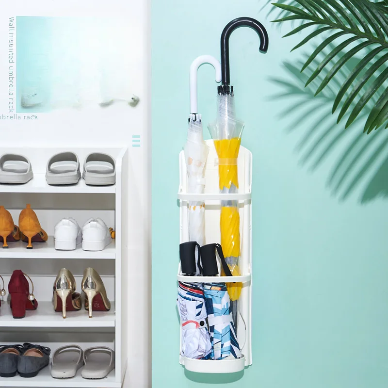 Loch freies wand montiertes Regenschirm-Lager regal mit abtropf barem, faltbarem, großem und kleinem Regenschirm-Universal-Lager regal