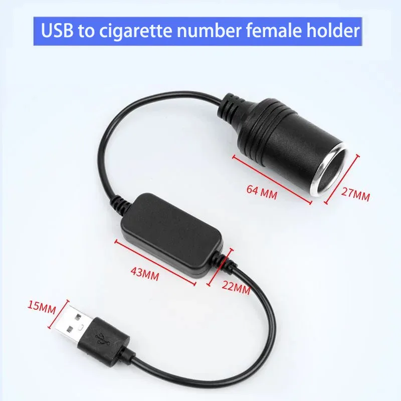 1PC 5V 2A USB To 12V Cigarette Lighter Socket USB Male to Female Cigarette Lighter Adapter Converter Car Electronics Accessories