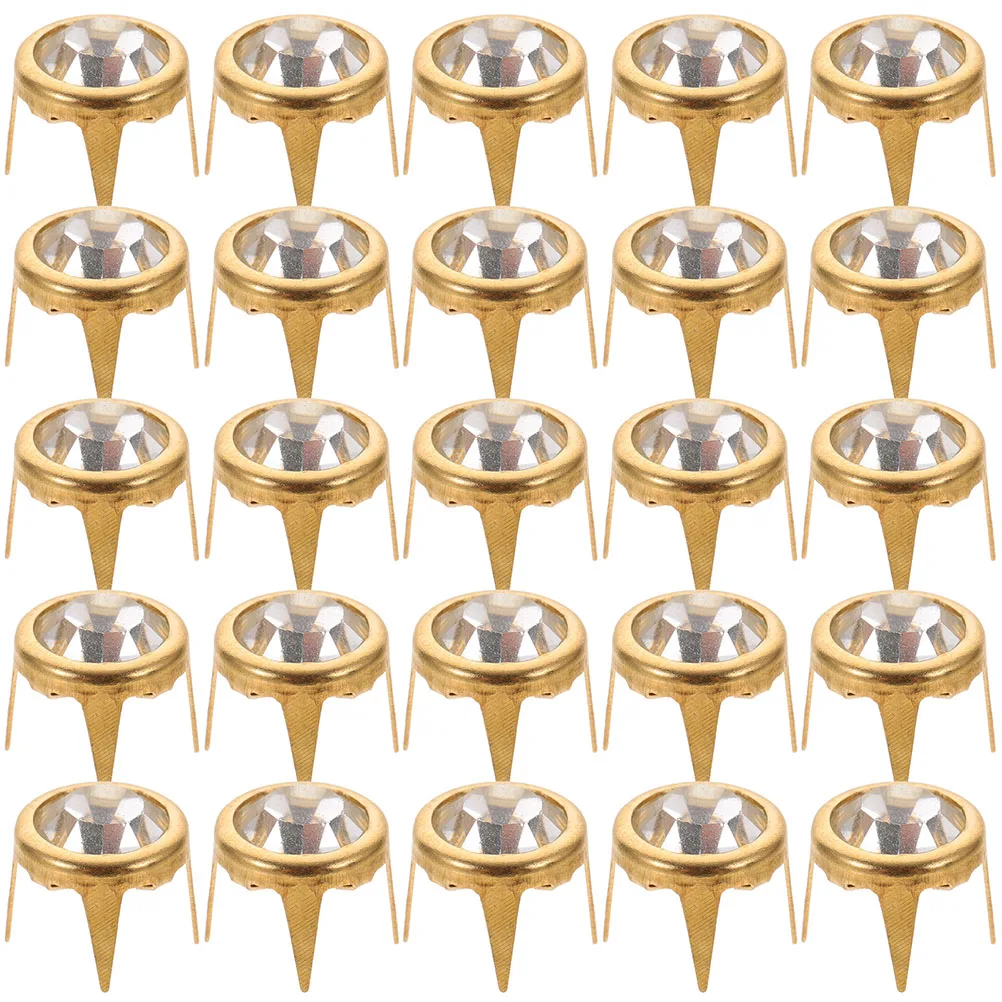 

50pcs Rhinestone Nails Studs Pointed Bottom Decorative Suitcase Rivets Rivets Studs for Clothes Bags Accessories DIY