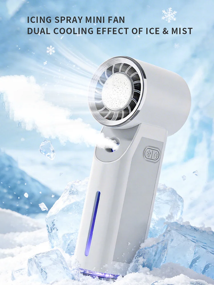 Lenovo Tragbarer Handventilator mit Eiskompressen-Kühlsprayfunktion, 4000mAh USB-Aufladbarer Outdoor-Ventilator