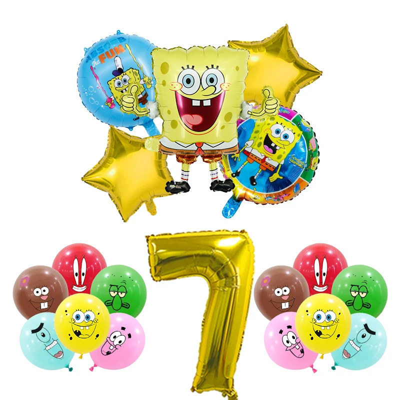SpongeBob Geburtstag Party Dekoration Aluminium Folie Ballon Für Kind Event Liefert Einweg Geschirr Banner Hintergrund Geschenk