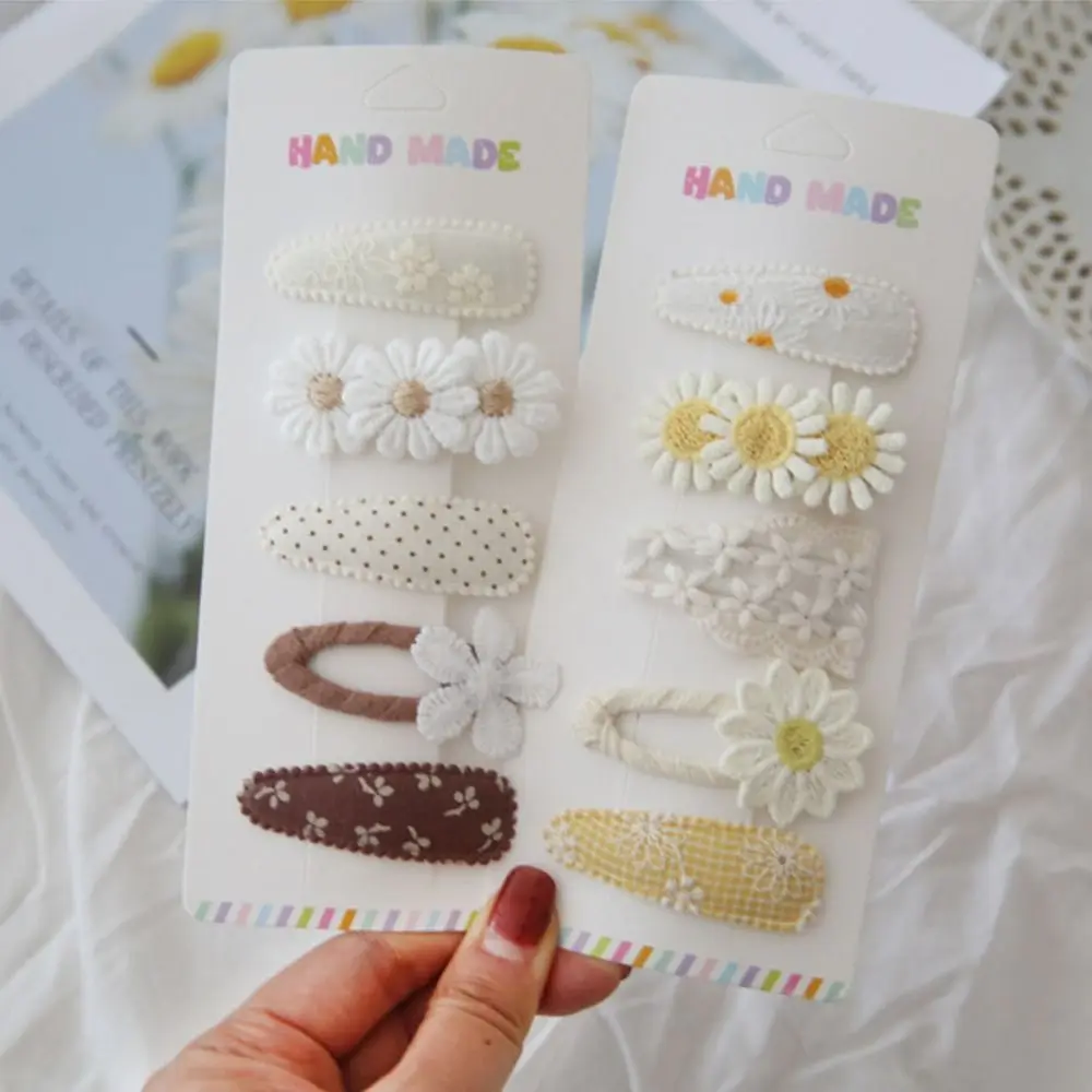 5 قطع أزياء لطيف جميل مقاطع الشعر اعتصامات نمط القطن الفتيات BB مقاطع المشابك إكسسوارات الشعر