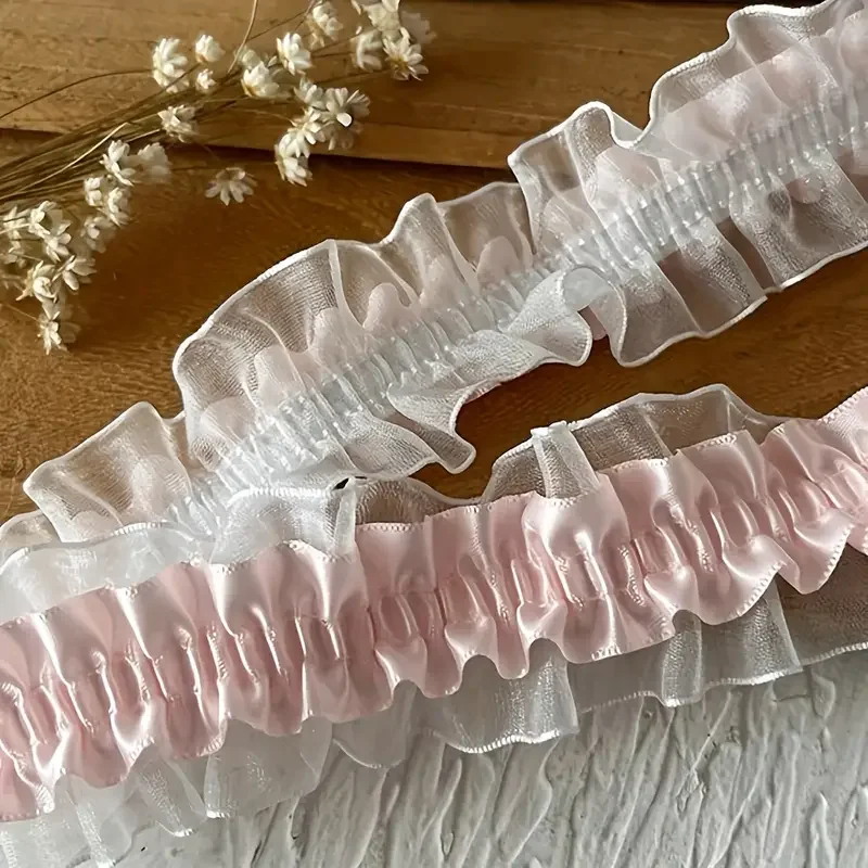 1 Meter Double-Layer Elastic Lace Edge Width 1.57 inches x length 39.37 inches Perfect For DIY Clothing And Hair Accessories