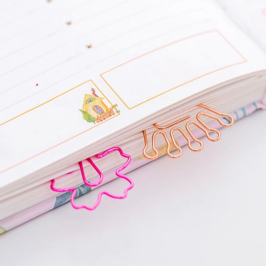 Cute Cartoon Rose Gold Paper Clips Bookmark Paperclips 10 Styles Optional Journal Office Decoration Little Gift Paper Clips