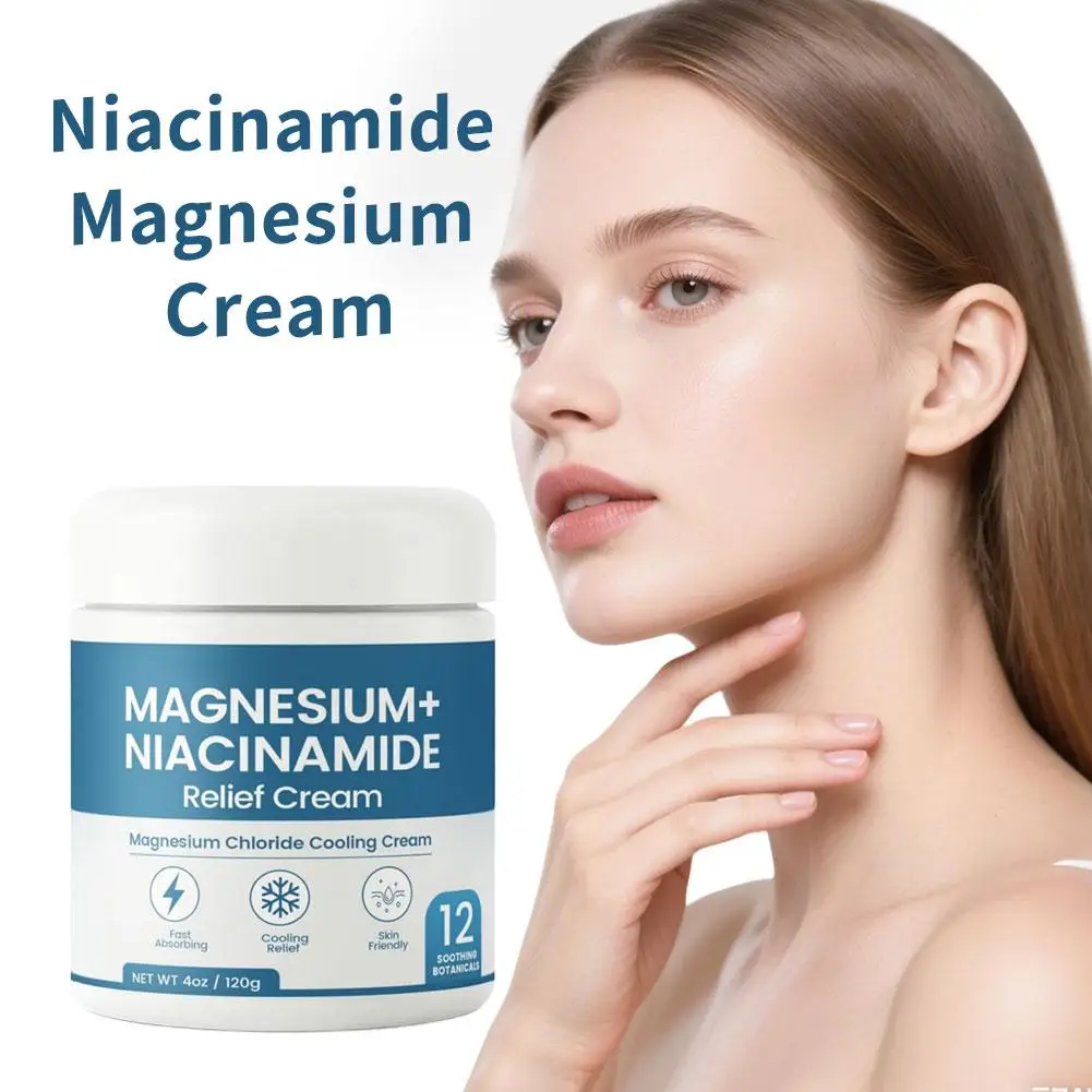 Magnesium Niacinamide Relief Cream Moisturizing Soothing Fast Absorbing Repair Skin Barrier for Joints, Legs, Feet, Skincare