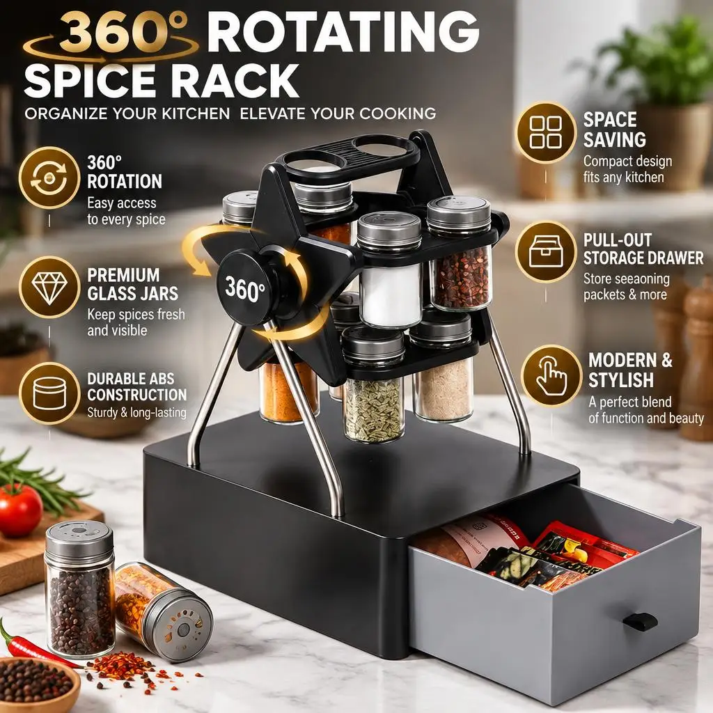 360° Rotating Tray Lazy Susan Fridge Organizer Turntable Storage Tray Clear Food Storage Organizer Spice Rack Kitchen Organizer