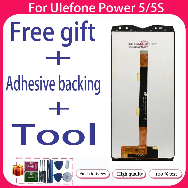 For Ulefone Power 5 5S+ LCD Display + Touch Screen+Free adhesive backing+Tool