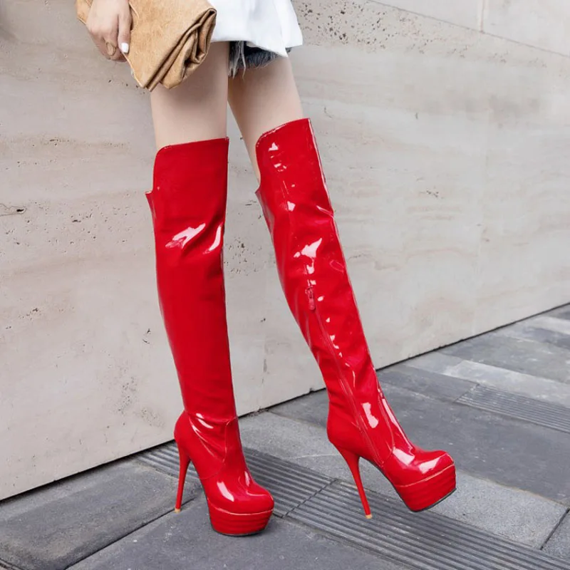 Women PU High Heels Over-the-Knee Boots Women\'s New Autumn Winter Platform Thigh High Boots Sexy Ladies Dancing Shoes WSH5016