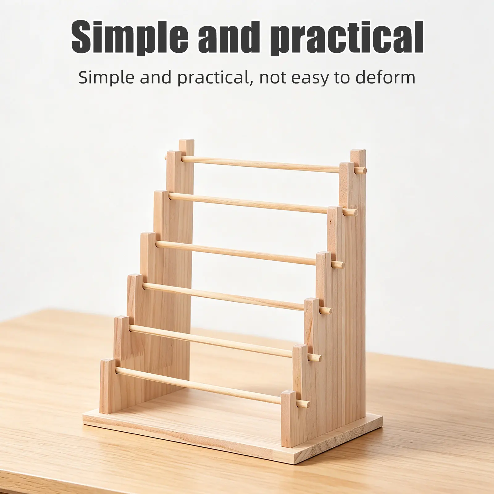 Wood Ribbon Holder 6 Tier Storage Rack Desktop Organizer Craft Room Florist Ribbon Display for Cake Shop Wrapping Station